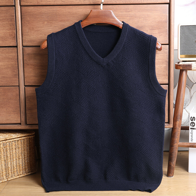 Kampsun Vest Meeste paks V-kaelusega varrukateta silmkoelised vestid Nakkumisvastased Kootud Vest Valik Nõel Jacquard Ühevärviline