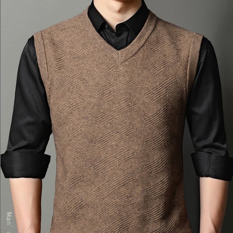 Kampsun Vest Meeste paks V-kaelusega varrukateta silmkoelised vestid Nakkumisvastased Kootud Vest Valik Nõel Jacquard Ühevärviline