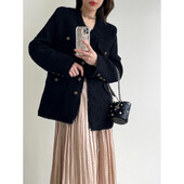 Елегантна дамска жилетка в стил туид, свободна кройка, V-образно деколте, есен 2024 г., ново пристигане, корейска версия, модно късо яке, 30 овце