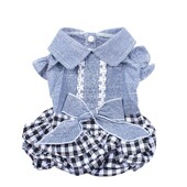 New Denim Pas Mačka Haljina T-Shirt Jean Karirana Princess Dress Pet Puppy Suknja Proljetno/Ljeto Odjeća Odjeća