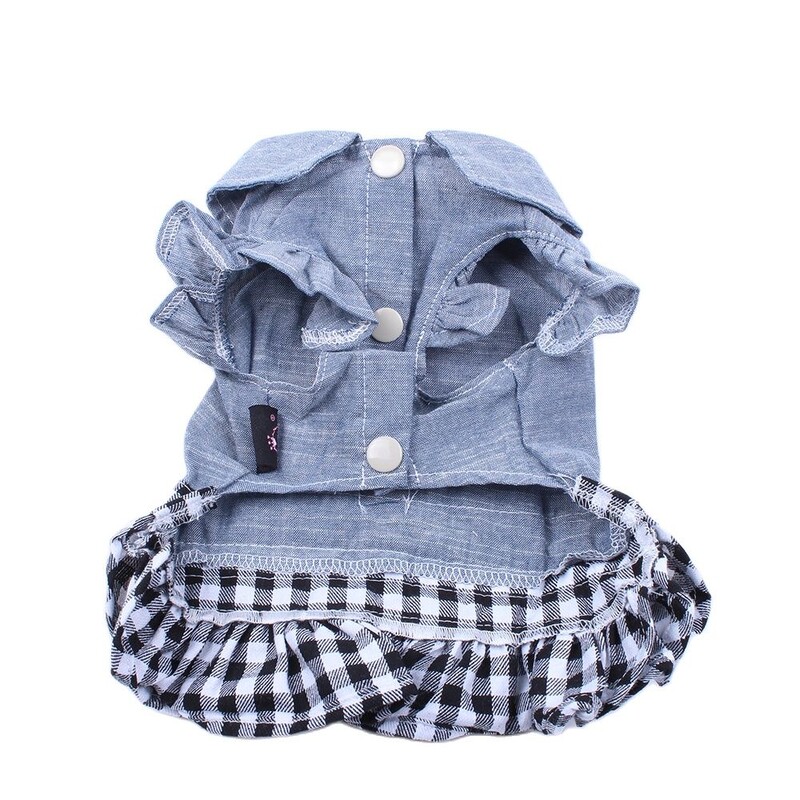 New Denim Pas Mačka Haljina T-Shirt Jean Karirana Princess Dress Pet Puppy Suknja Proljetno/Ljeto Odjeća Odjeća