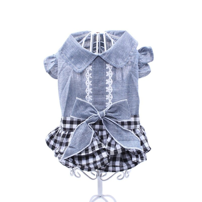 New Denim Pas Mačka Haljina T-Shirt Jean Karirana Princess Dress Pet Puppy Suknja Proljetno/Ljeto Odjeća Odjeća