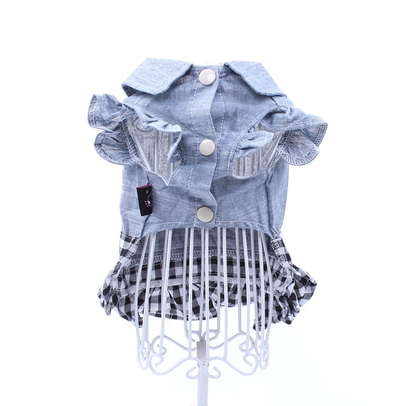 New Denim Pas Mačka Haljina T-Shirt Jean Karirana Princess Dress Pet Puppy Suknja Proljetno/Ljeto Odjeća Odjeća