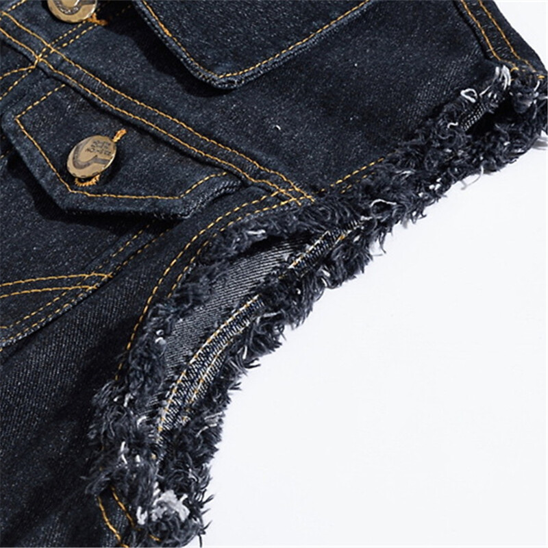 Crna muška jeans jakna bez rukava Korejski prsluk Muški pamuk Slim Fit Hip Hop Streetwear Poderani traper prsluk Oversize 6XL