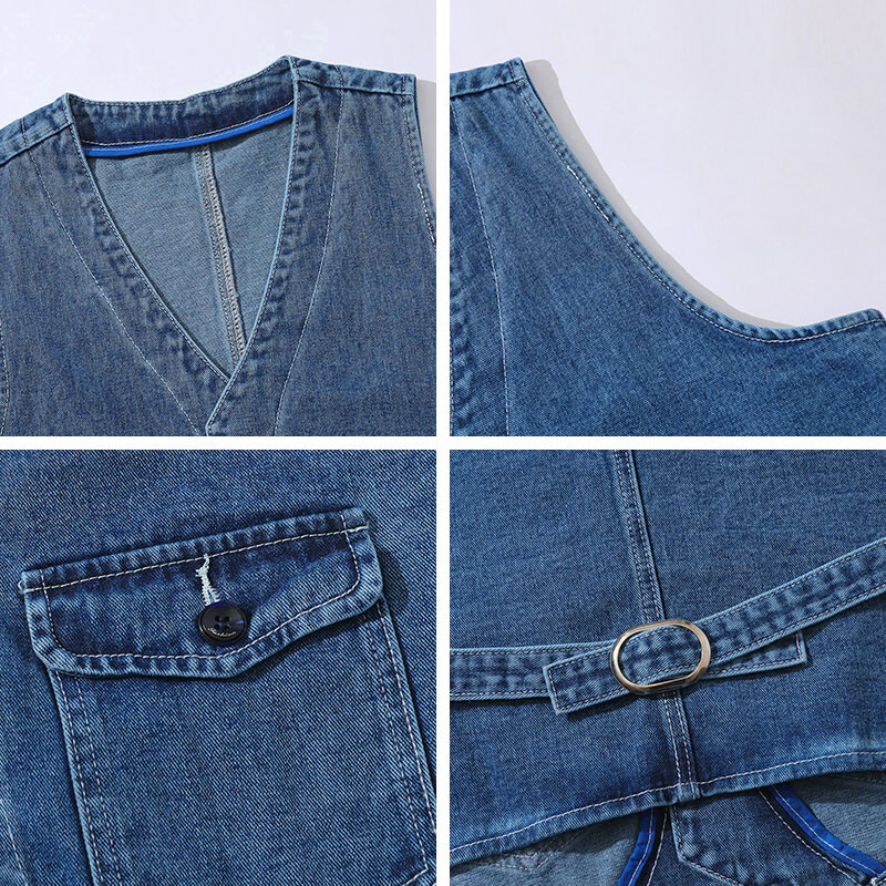 Traper prsluk Muška jakna Proljeće Jesen Jeans jakna Dizajn V-izreza Korejski prsluk Široka ležerna modna Muška odjeća za sve stilove