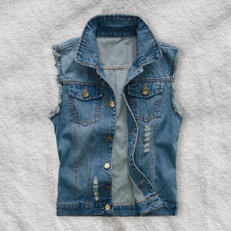 Muški prsluk jakna za hladno vrijeme Hip Hop Streetwear traper prsluk Poderani muški prsluk bez rukava s za ljeto