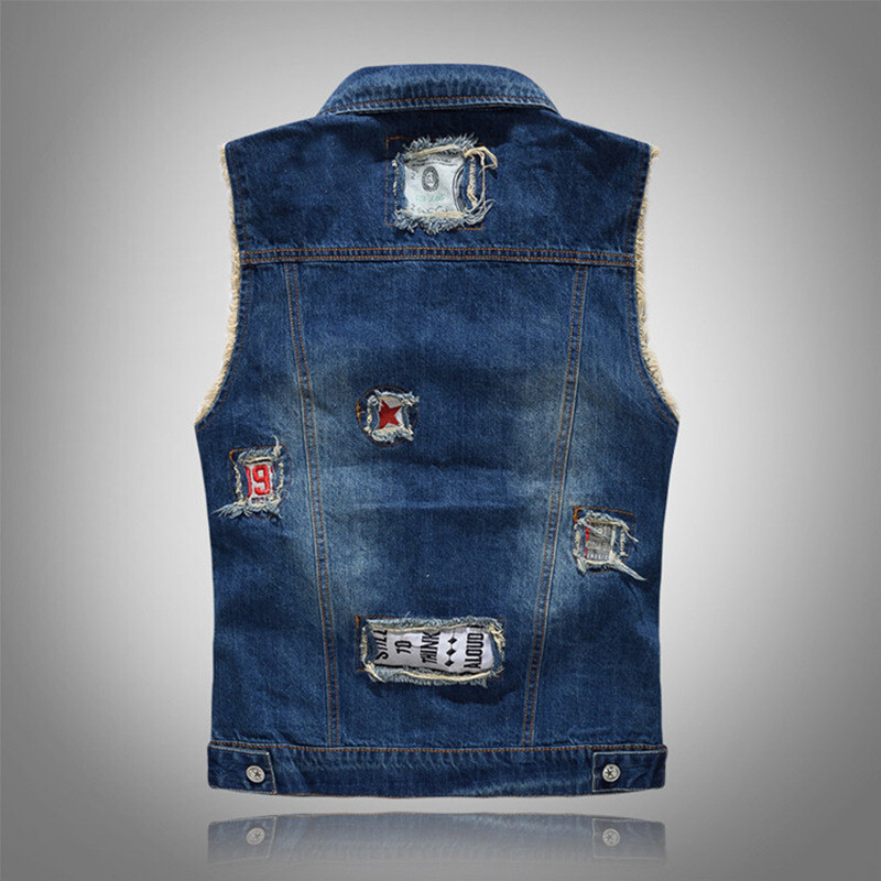 Proljeće ljeto Muški traper prsluk Modni muški hip hop prsluci s rupama Muški noćni klub Party Jeans Jakna bez rukava Odjeća