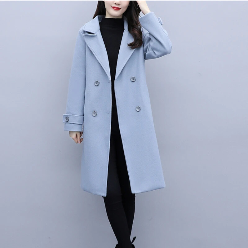 2024 Νέο γυναικείο μάλλινο παλτό Κορεατικής έκδοσης Κοστούμι γιακά ψηλό παλτό στυλ Hepburn Γυναικείο κομψό, ευέλικτο μάλλινο παλτό