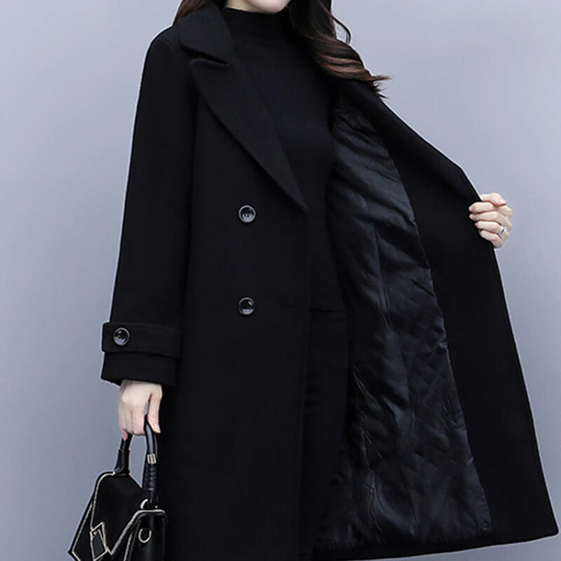 2024 Νέο γυναικείο μάλλινο παλτό Κορεατικής έκδοσης Κοστούμι γιακά ψηλό παλτό στυλ Hepburn Γυναικείο κομψό, ευέλικτο μάλλινο παλτό