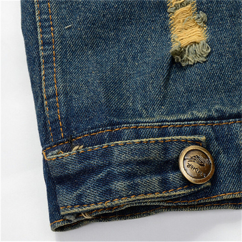 Uus 2024. aasta meeste varrukateta teksadest jope, 6XL sinine must rebenenud teksavest kauboi vest, meeste hiphopi tänavarõivad