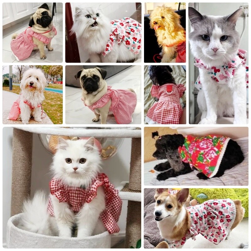 Moeprint Lemmikkoerakleit Armsad Pehmed Koerariided Suvised Kutsika Printsessi Seelik Lemmikloomakassi Lendav Varrukatega Kleit Chihuahua Koerariided