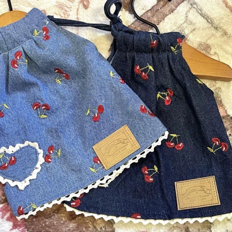 Modna suknja za kućne ljubimce Trešnja suknja od trapera na tregere Haljine za štene Maltezer Mlijeko Odjeća za pse Dizajnerska odjeća za štene