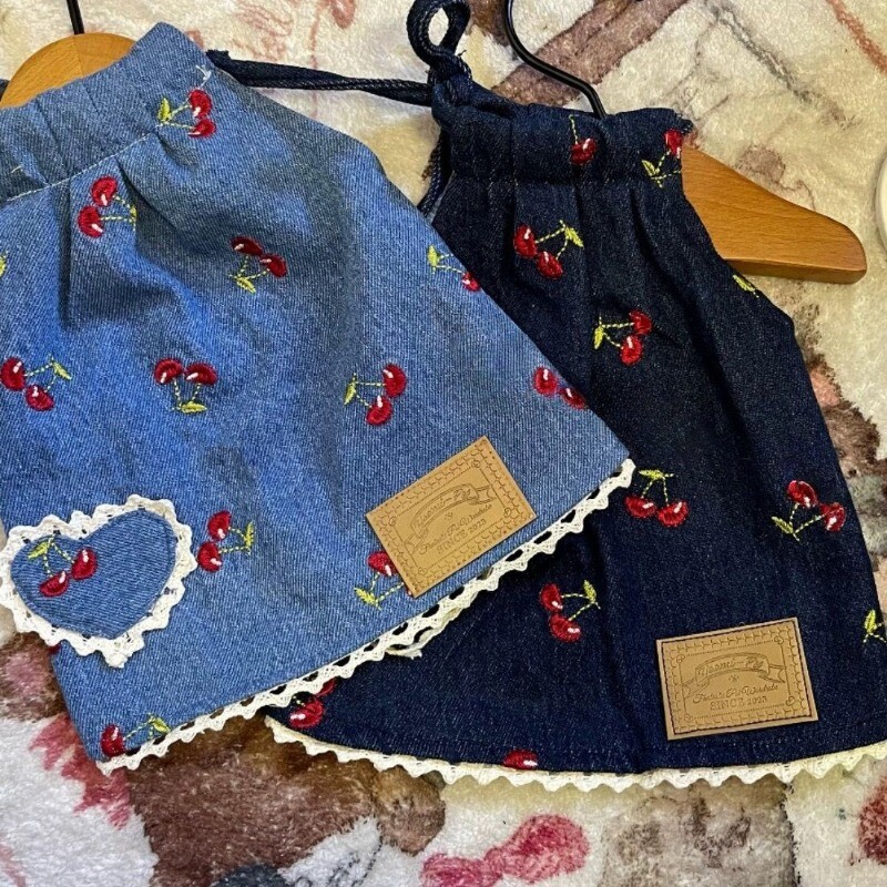 Modna suknja za kućne ljubimce Trešnja suknja od trapera na tregere Haljine za štene Maltezer Mlijeko Odjeća za pse Dizajnerska odjeća za štene