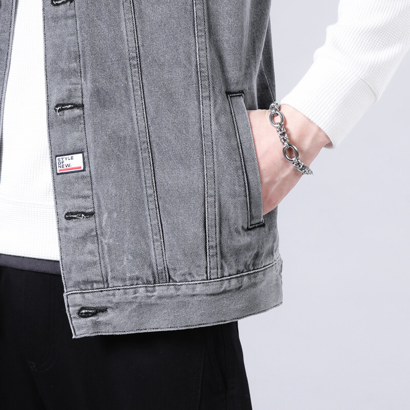 Jesenski traper prsluk Muška plava traper jakna bez rukava Retro ulična odjeća Muška moda široki traper kaput s džepnim motociklom