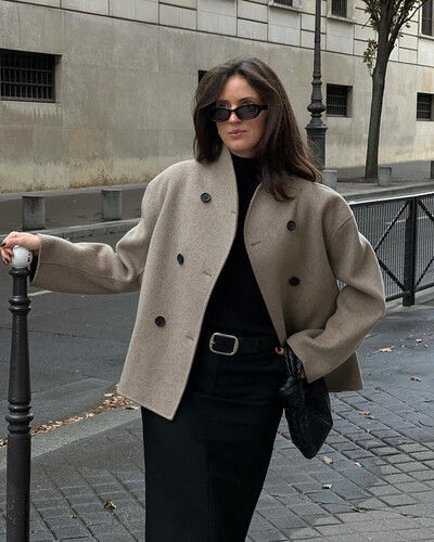 Elegantni vuneni ženski kaputi Opušteni, ležerni, s dvostrukim kopčanjem, stojećim ovratnikom, Kratka jakna 2024. Jesenski zimski kaput Ženska gornja odjeća za putovanje na posao