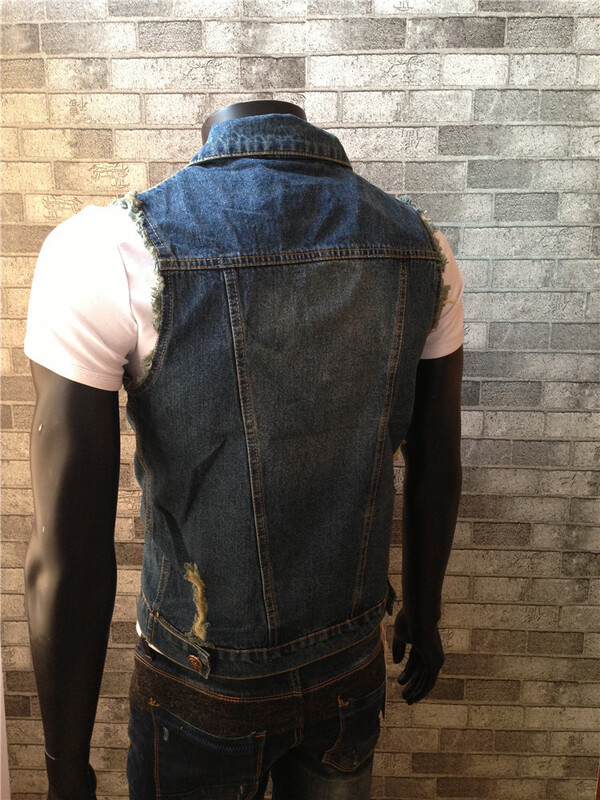 Muški traper prsluk Vintage jakna bez rukava Jednoredno kopčanje prsluk na preklop Muški kaubojski gornji dio prsluk