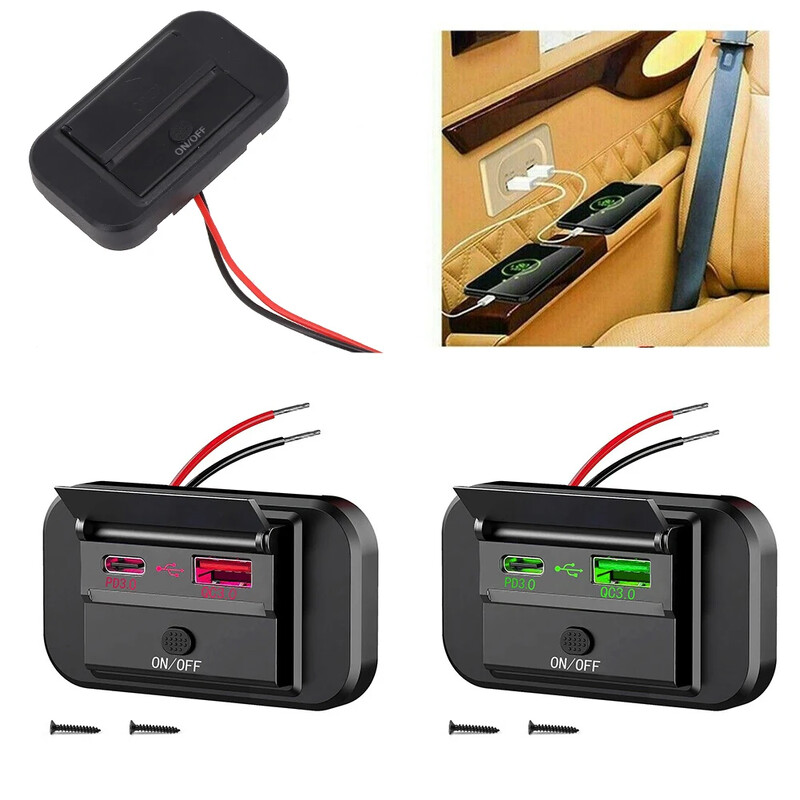 Utičnica za punjač Auto punjač Auto elektronika ABS DC 12V-24V Zeleni PD+QC3.0 QC3.0+PD3.0 Automobili za većinu 12V/24V vozila