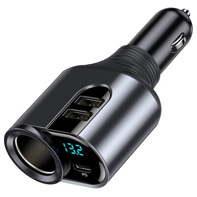 JaJaBor toiteadapter auto sigaretisüütaja jagaja 127W suure võimsusega laadija tüüp C PD 30W kahe USB kiirlaadimisega autolaadija