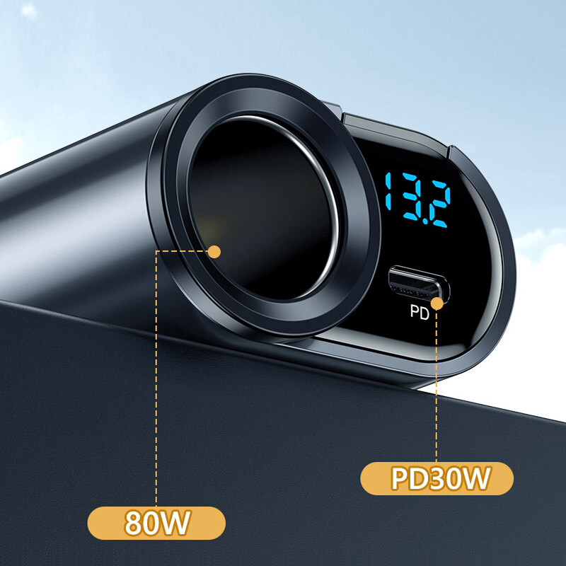 JaJaBor toiteadapter auto sigaretisüütaja jagaja 127W suure võimsusega laadija tüüp C PD 30W kahe USB kiirlaadimisega autolaadija