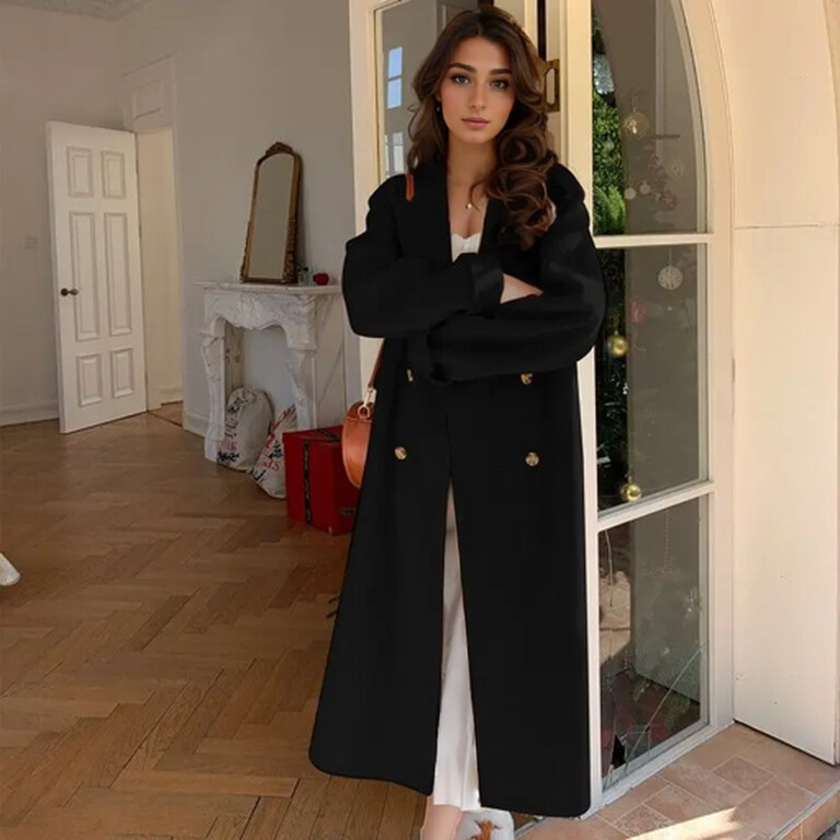 Kahepoolne villane mantel naiste keskmise pikkusega lahtine sügis/talvine mantel Korea stiilis põlvedeni villane jope