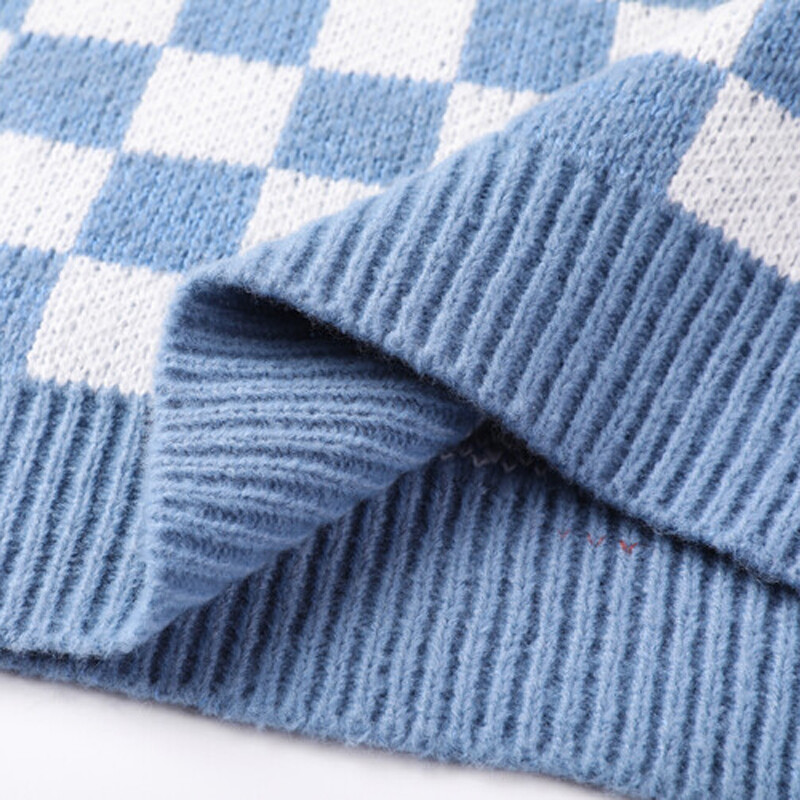 Ανδρικό πλεκτό γιλέκο καρό καρό καρό πουλόβερ αμάνικο πουλόβερ πουλόβερ V λαιμόκοψη Basic για το φθινόπωρο χειμώνα Plus Size 00024