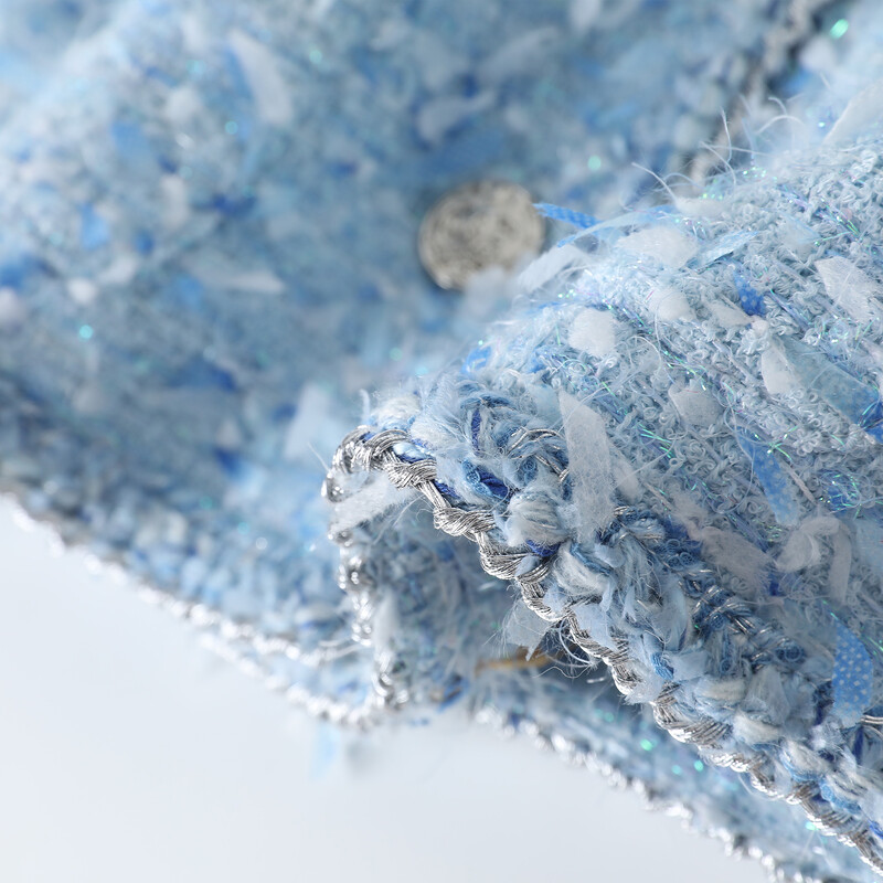 Mala mirisna jakna ženska jesen i zima 2024. novi plavi kratki top od francuskog tvida visoke kvalitete