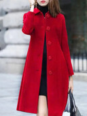 Ulična odjeća Jednobojni ženski kaput dugih rukava s reverom 2024 Novi zimski termo vuneni kaputi Modna ženska jakna Kaput