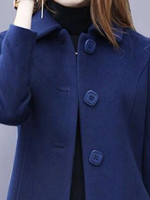 Ulična odjeća Jednobojni ženski kaput dugih rukava s reverom 2024 Novi zimski termo vuneni kaputi Modna ženska jakna Kaput