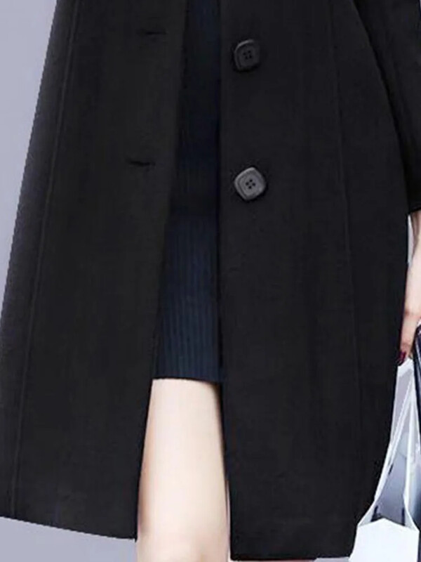 Ulična odjeća Jednobojni ženski kaput dugih rukava s reverom 2024 Novi zimski termo vuneni kaputi Modna ženska jakna Kaput