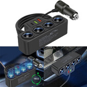 Adaptor brichetă auto 12V/24V Nou 4 prize 3.1A Încărcător Încărcător USB Auto USB+QC3.0+PD3.1A Accesorii Port USB 120W