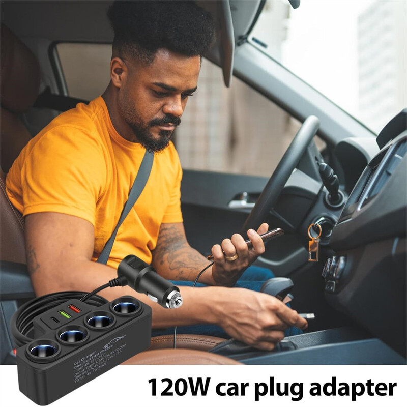 Adaptor brichetă auto 12V/24V Nou 4 prize 3.1A Încărcător Încărcător USB Auto USB+QC3.0+PD3.1A Accesorii Port USB 120W