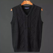 Muška odjeća, prsluk, prsluk, pleteni pulover s v-izrezom, muški argyle jednobojni pamuk bez rukava, novo u replici A visoke kvalitete