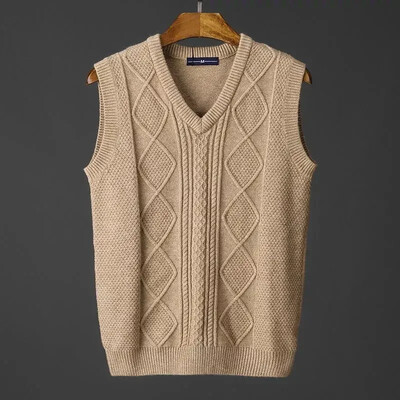 Muška odjeća, prsluk, prsluk, pleteni pulover s v-izrezom, muški argyle jednobojni pamuk bez rukava, novo u replici A visoke kvalitete
