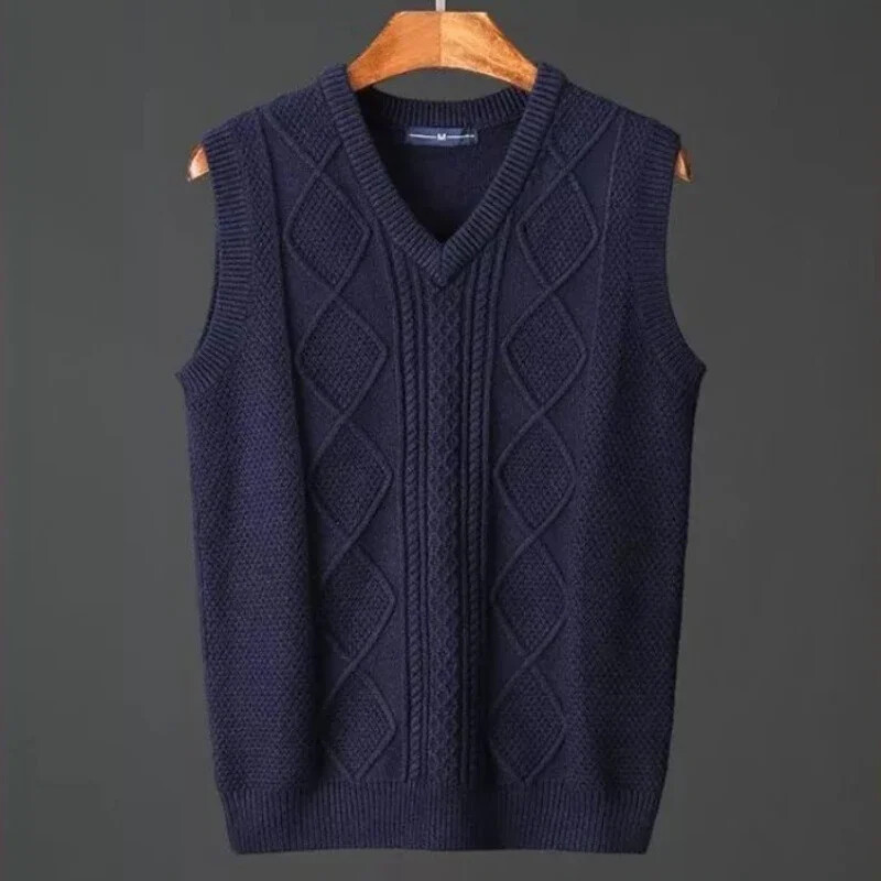 Muška odjeća, prsluk, prsluk, pleteni pulover s v-izrezom, muški argyle jednobojni pamuk bez rukava, novo u replici A visoke kvalitete