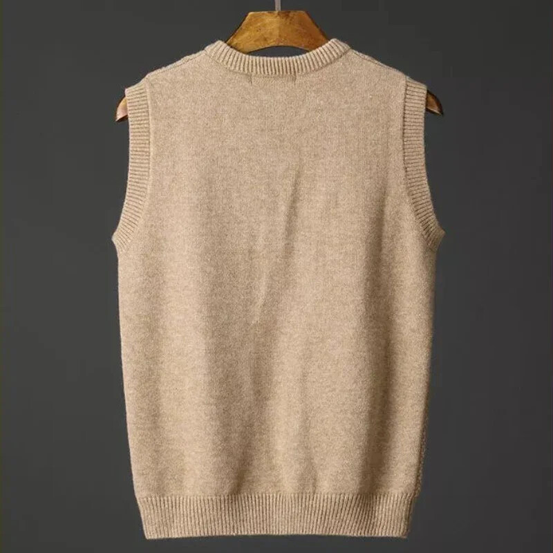 Muška odjeća, prsluk, prsluk, pleteni pulover s v-izrezom, muški argyle jednobojni pamuk bez rukava, novo u replici A visoke kvalitete