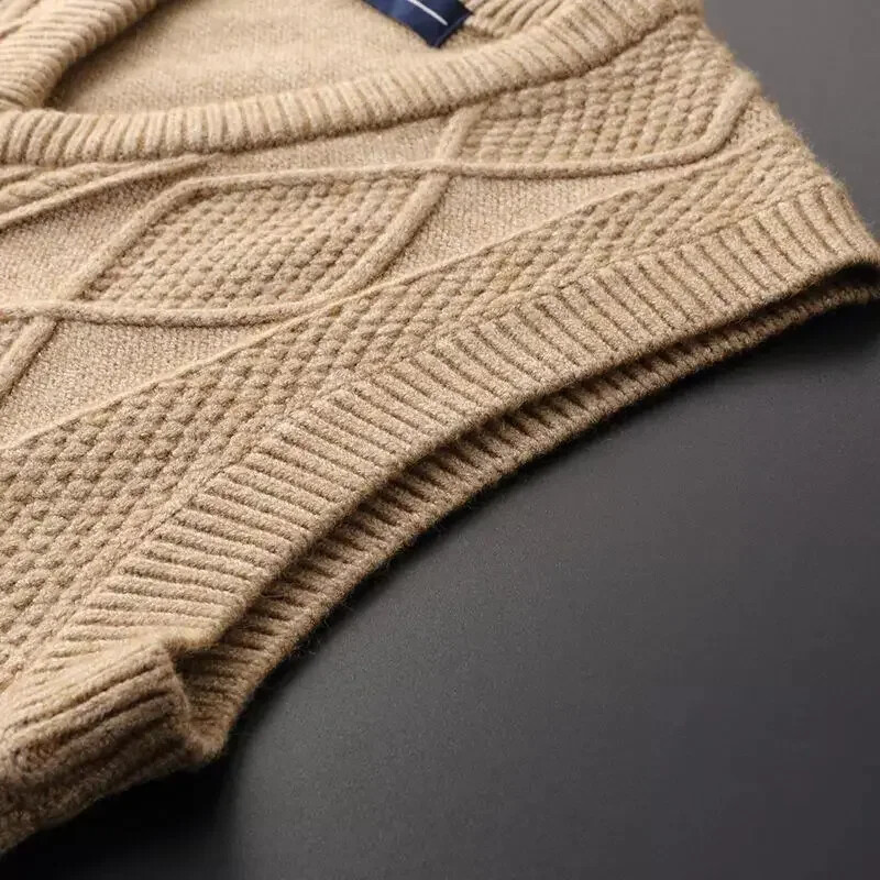 Muška odjeća, prsluk, prsluk, pleteni pulover s v-izrezom, muški argyle jednobojni pamuk bez rukava, novo u replici A visoke kvalitete