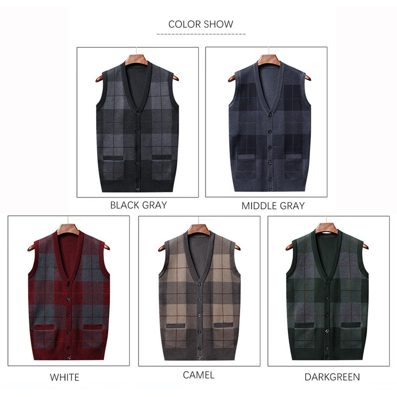 BROWON Pulover pentru bărbați, nou sosire, toamnă și iarnă, cu decolteu în V, pulover slim fit, vestă, cardigan slim fit, tricotat, pentru bărbați