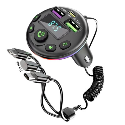 HUB Brichetă pentru iPhone Huawei Xiaomi, Transmițător FM Bluetooth 5.0 pentru mașină Modulator MP3 Player Receptor audio handsfree