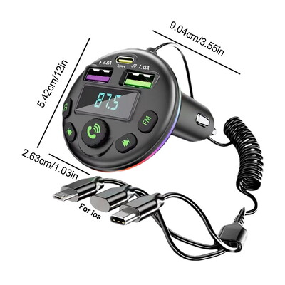 Upaljač za cigarete HUB za iPhone Huawei Xiaomi, auto Bluetooth 5.0 FM odašiljač MP3 Modulator Player Handsfree audio prijemnik