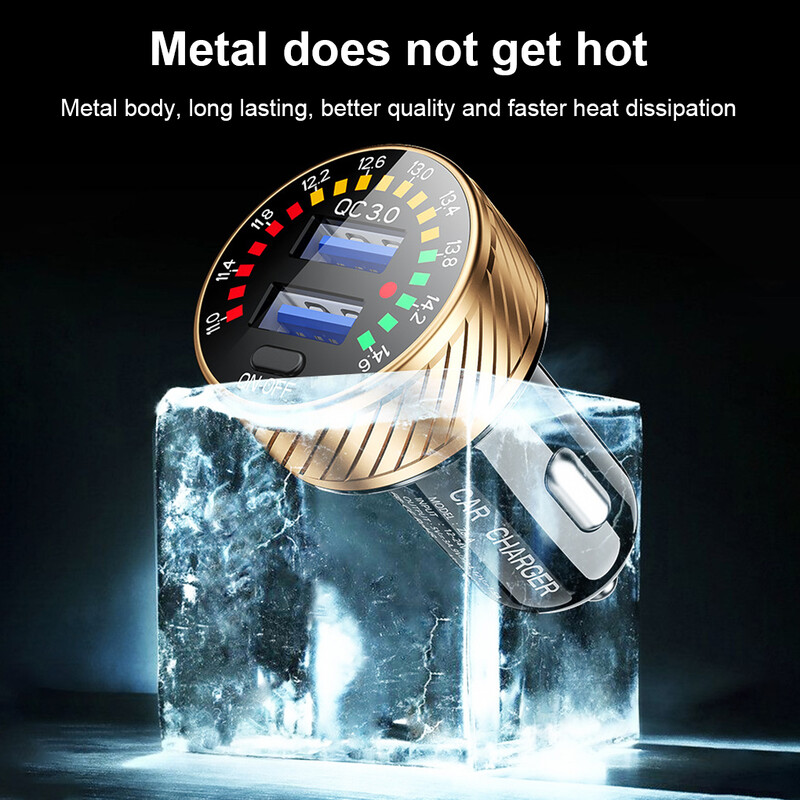 DC 12-24V 36W Voltažomjer za automobil Adapter za utičnicu za upaljač Prijenosno vozilo QC 3 0 Punjač za mobitel s brzim punjenjem