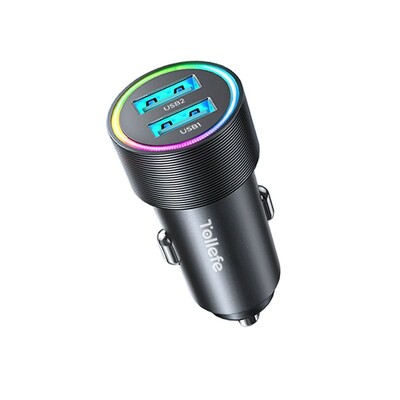 Joyroom 4.8A automobilinio telefono įkroviklis LED lemputė kompaktiškas cigarečių žiebtuvėlis USB įkroviklis Dvigubas USB automobilinio įkroviklio adapteris, skirtas iPhone 14 13