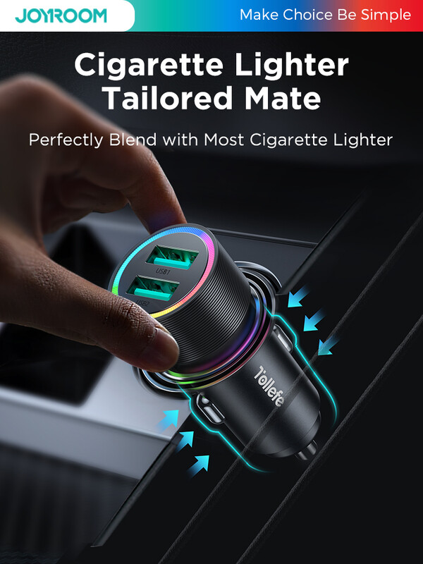 Joyroom 4.8A automobilinio telefono įkroviklis LED lemputė kompaktiškas cigarečių žiebtuvėlis USB įkroviklis Dvigubas USB automobilinio įkroviklio adapteris, skirtas iPhone 14 13