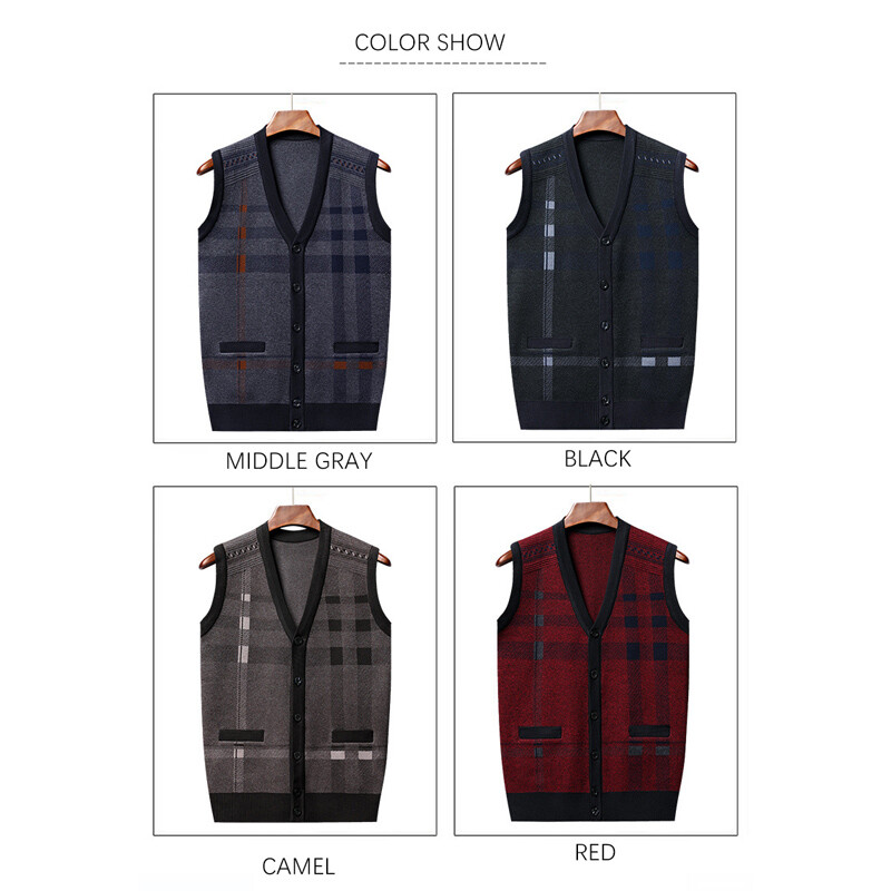 BROWON brend Muški pulover Vest Ležerni modni uski kardigan veste za muškarce Jesen i Zima Muška odjeća bez rukava s V-izrezom