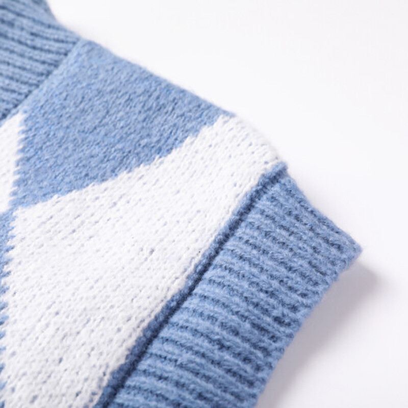 Ανδρικό γιλέκο πλεκτό κουμπιά κάτω Αμάνικο πουλόβερ Argyle Ζακέτα Plus μέγεθος 100kg 4XL V λαιμόκοψη Preppy Style Casual 00028