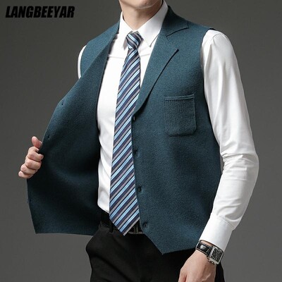 Nivel 4 Super Anti-pilling Top Grad Pleuche Nou Toamna Rever Moda Brand Tricotat Cardigan Casual Coreean Pulover Vestă Fără mâneci