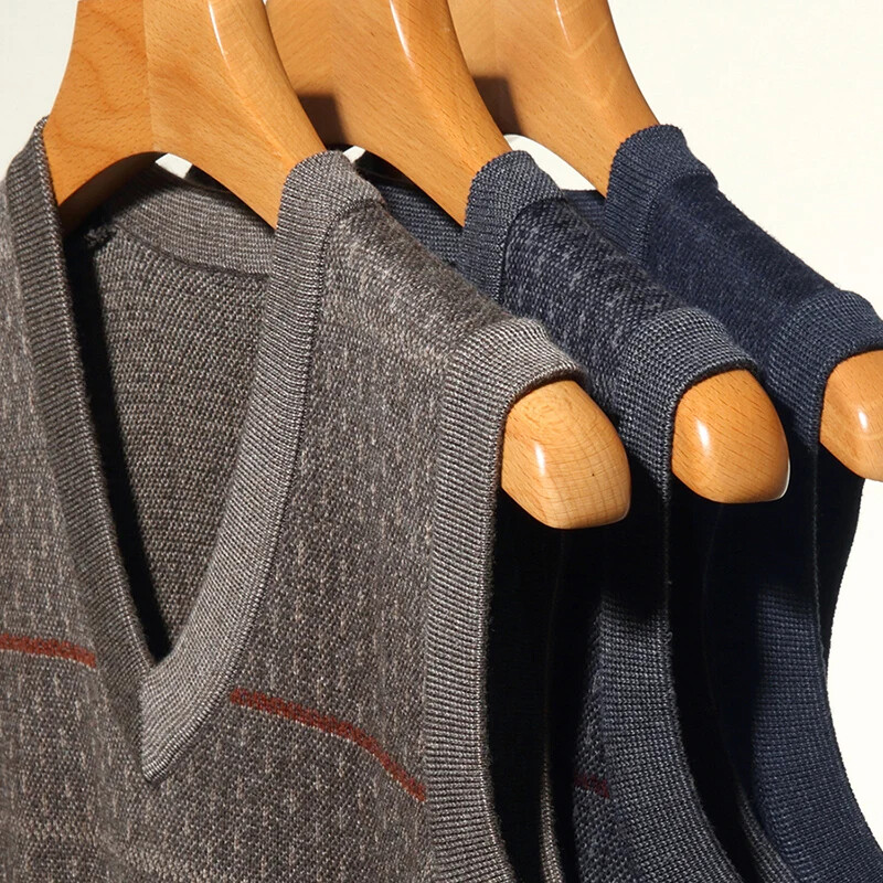 Muški podebljani ležerni pulover bez rukava Jesen i zima Topla muška majica s V-izrezom