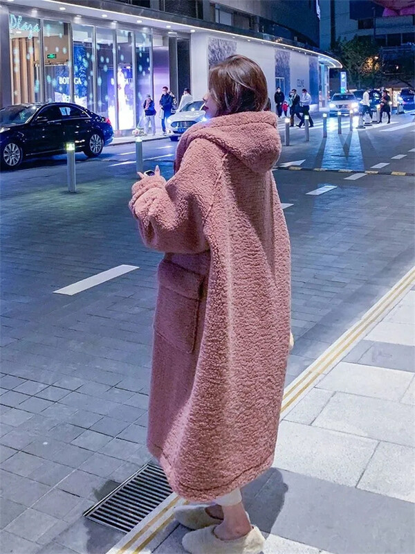 Fat MM Extra Large 300 catties, plišani kaput od janjećeg flisa, ženski trend širokih kaputa srednje duljine jesen/zima