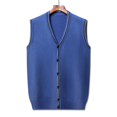 Muški pleteni prsluk Vuneni pulover Kardigan bez rukava s gumbima V izrez Jednobojna ležerna moda Basic za jesen zimu 00014