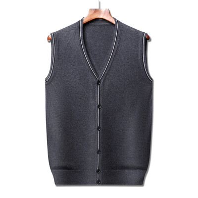 Muški pleteni prsluk Vuneni pulover Kardigan bez rukava s gumbima V izrez Jednobojna ležerna moda Basic za jesen zimu 00014