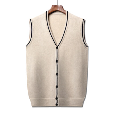 Muški pleteni prsluk Vuneni pulover Kardigan bez rukava s gumbima V izrez Jednobojna ležerna moda Basic za jesen zimu 00014